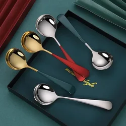 17.2cm*4.6cm Stainless Steel Coffee Spoons Round Head Home Tea Ice Cream Dessert Spoon Dinner Tableware Kitchen Accessories