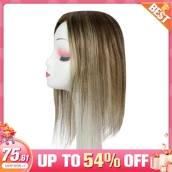 Moresoo Hair Topper Human Hair Clip in Hair Toupee Women Machine Remy Hair Straight Hair Pieces PU and Mono Topper Extensions
