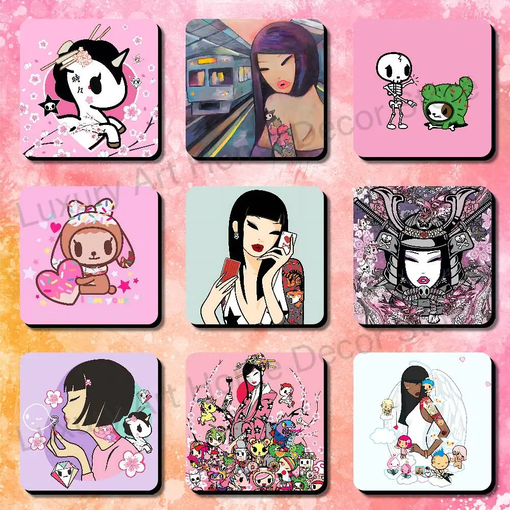T-Tokidokis-S Girl Magnetic Refrigerator Sticker Smooth Clear Ink Print Metal Door Dorm Apartment Decor 75x75mm
