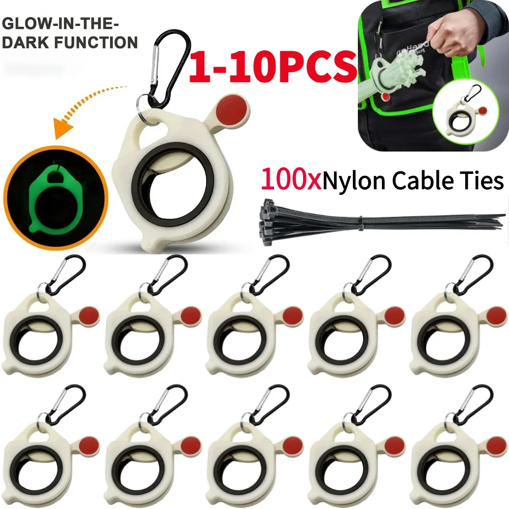 1-10Pcs Fluorescent Cable Tie Organizer Reusable Storage Cable Tie Holder  Portable Cable Tie Storage Tool Electrical Wire Ties