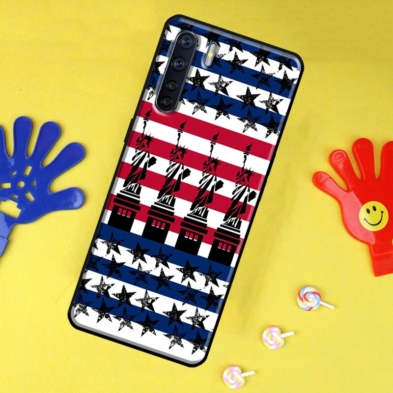 America USA Flag Statue of Liberty Case For OPPO Find X3 X5 Pro A52 A72 A5 A9 A31 A53 A15 A5S A83 A91 A93 A54 A74 A94 Cover