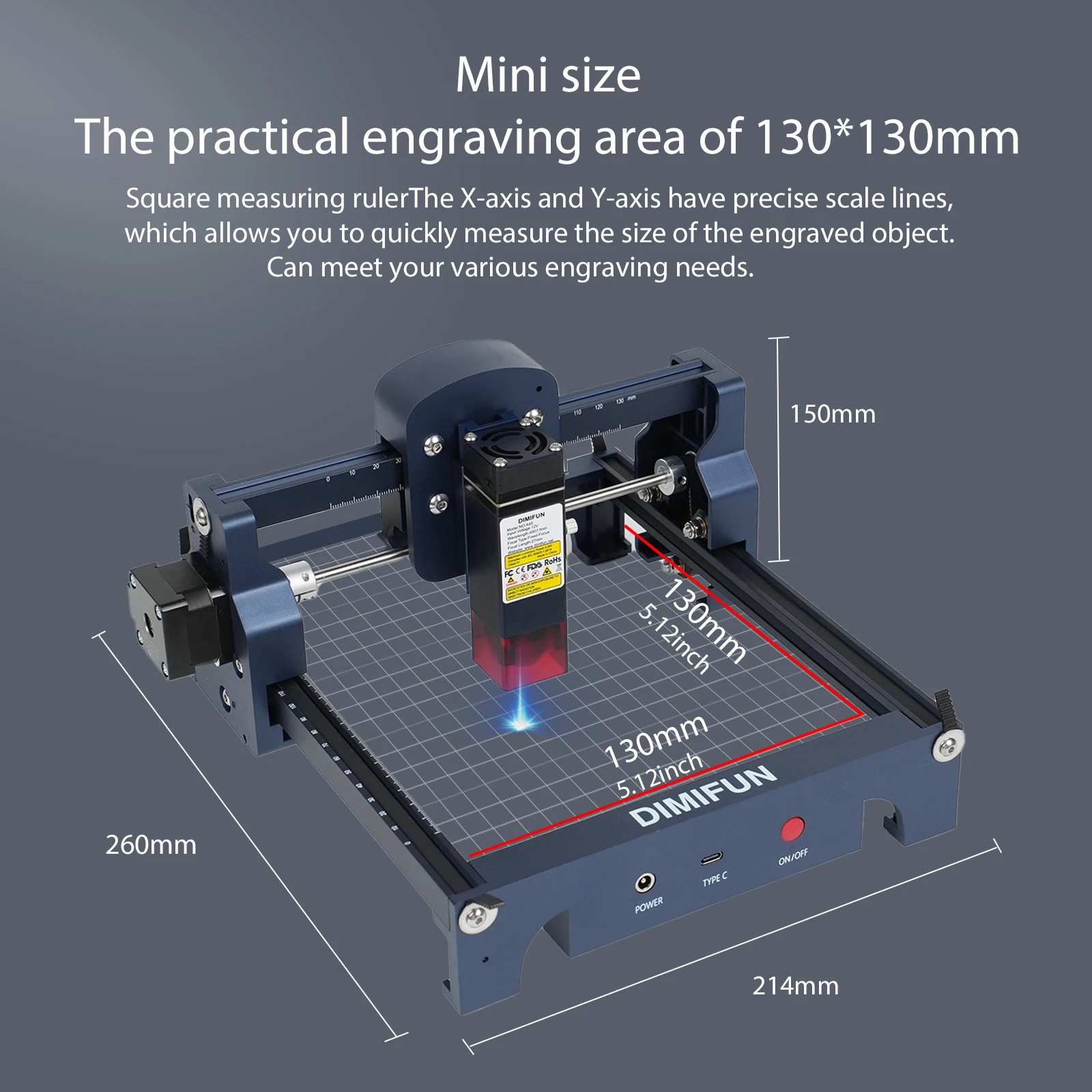DIMIFUN A25 2.5W Laser de bureau à vendre Machine de gravure 130*130mm Machine de gravure Laser sur bois