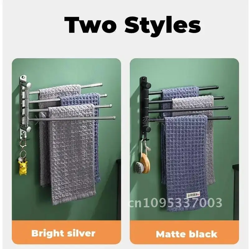 Bathroom Swivel Towel Bar, Multipurpose Towel Rack, Towel Accessories Aluminum Kitchen Robe Holder Dispenser, Roll Hanger,