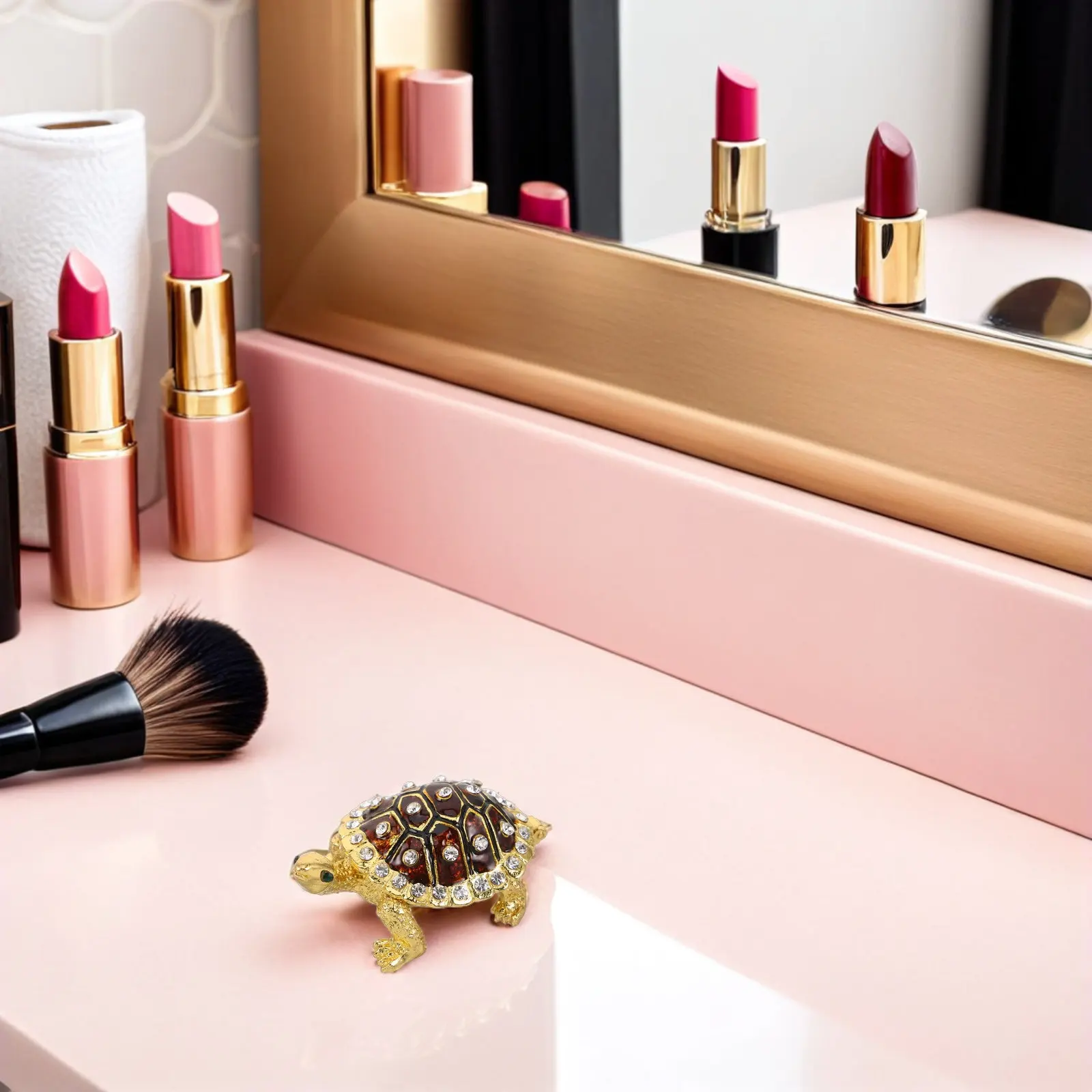 

Vintage Turtle Jewelry Box Zinc Alloy Decorative Trinket Organizer Jewelry Storage Case Ring Earrings Holder Multifunctional Sea