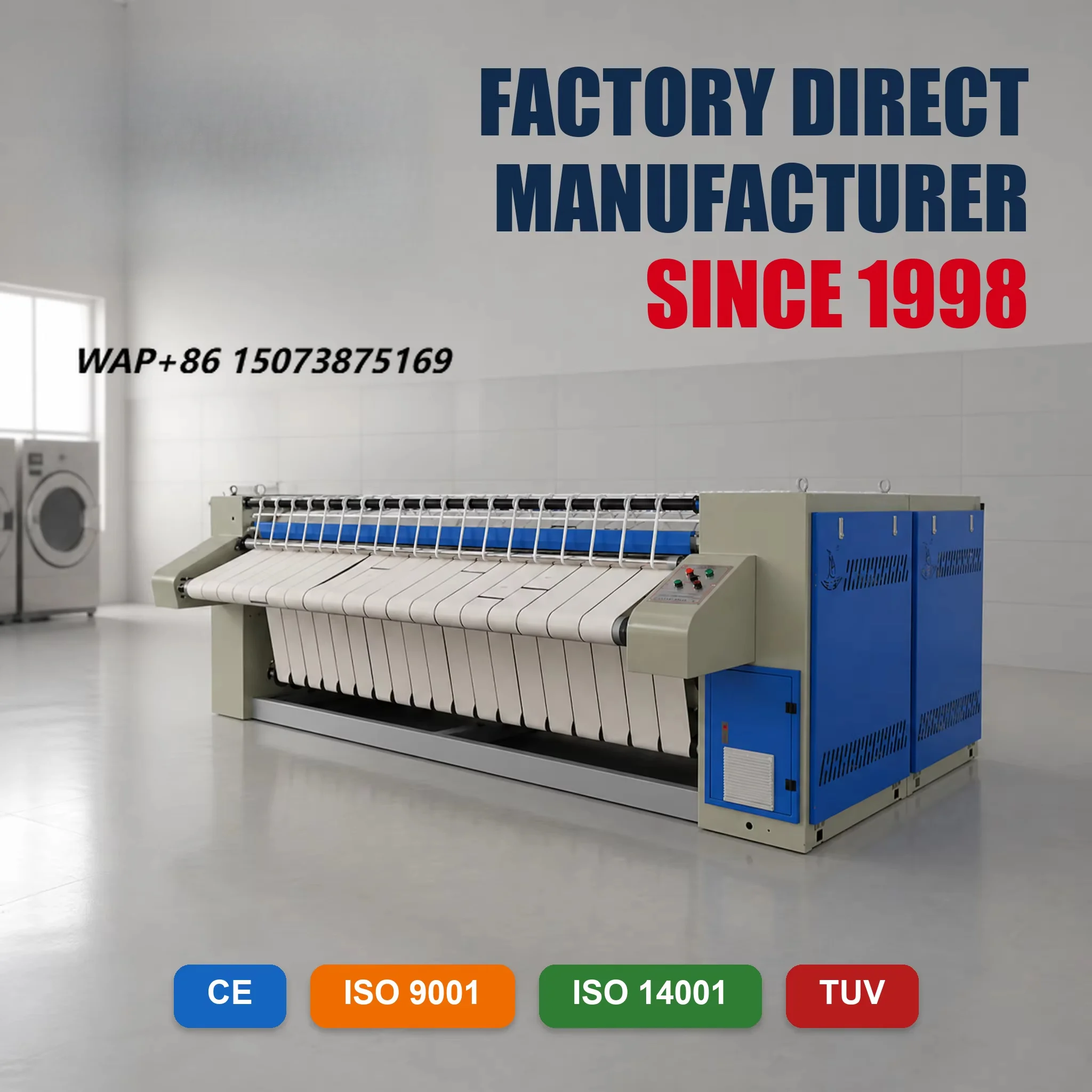Commercial Big Steam Iron Flatwork Ironer 3 Meter Width Industrial Ironer Machine