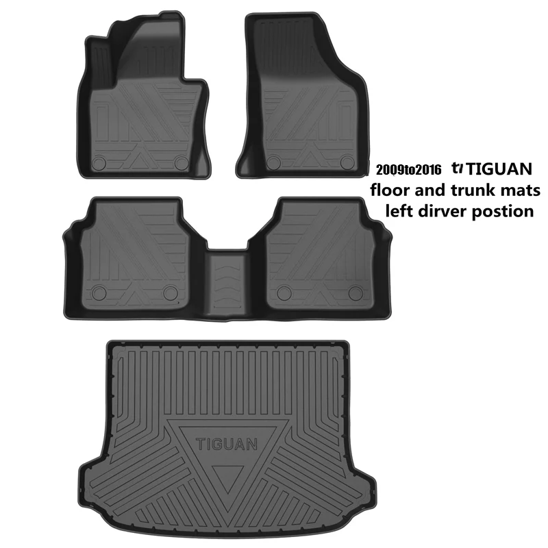Use for Volkswagen Tiguan 2009-2016floor mats custom All-Weather car foot pad Fit For Tiguan waterproof trunk mat car floor mats