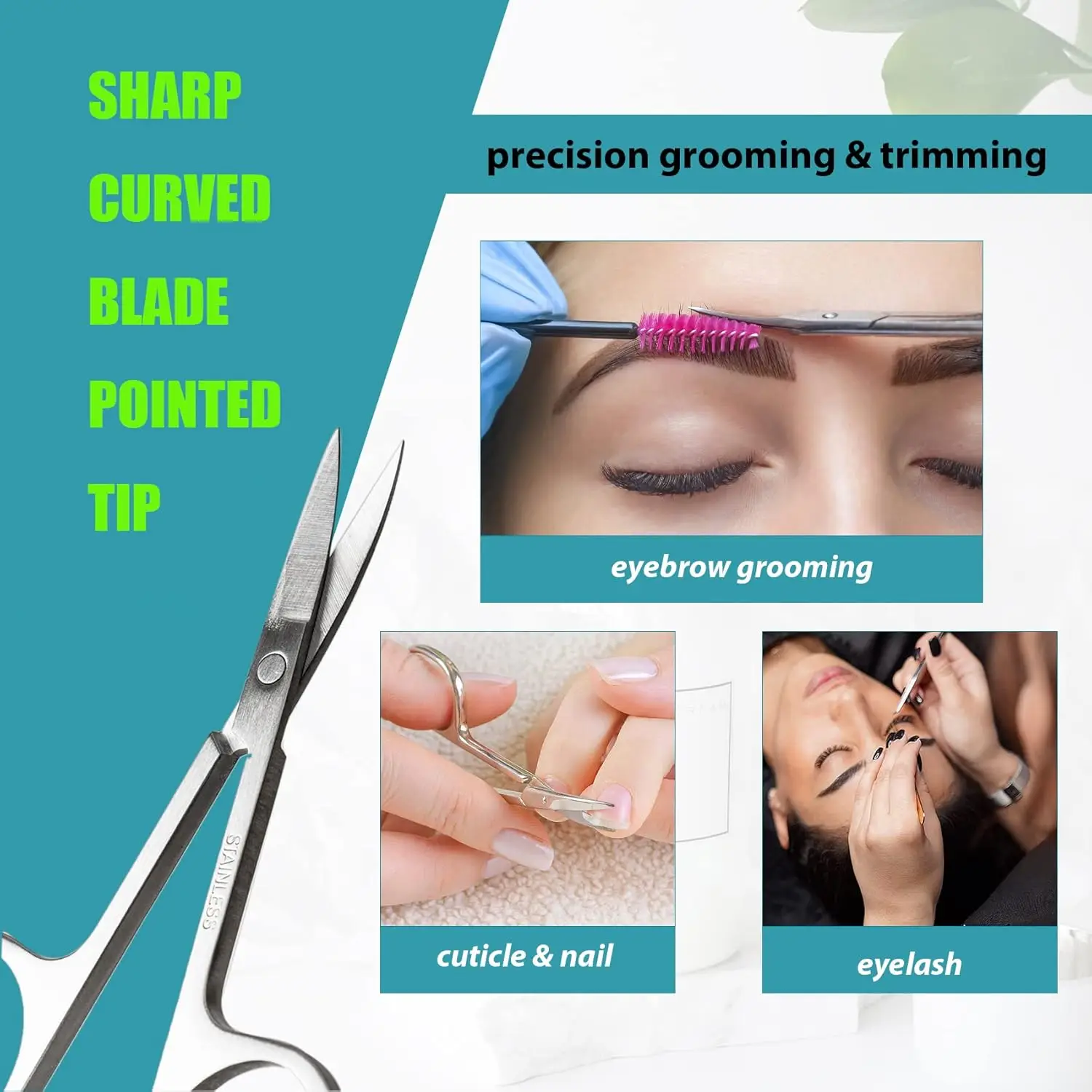 Zestaw pęset i nożyczek ze stali nierdzewnej z czarną torbą z tkaniny, skośne końcówki do przycinania brwi, do usuwania włosów z twarzy, nosa i zaskórników.