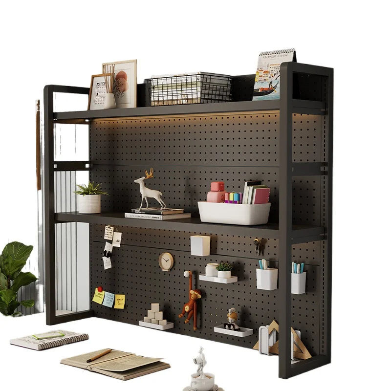 Adjustable Metal Pegboard Organizer Multi-Tier Desk Shelves for Office Space Saving Iron Shelf PC Workstation Accessories view 6