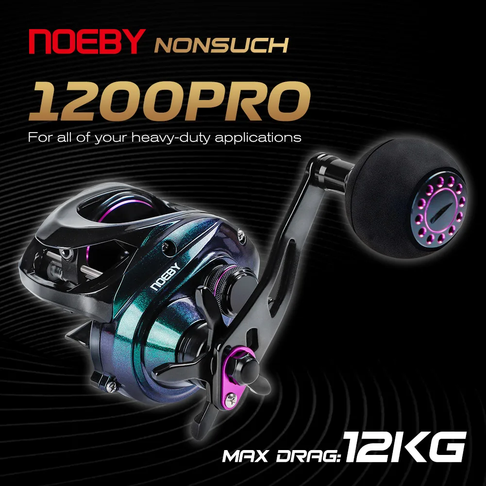 NOEBY 1200P Baitcasting-Rolle mit Vollmetallrahmen, 6,3:1 Übersetzungsverhältnis, 25kg Max Bremskraft, Salzwasser-Angelrolle