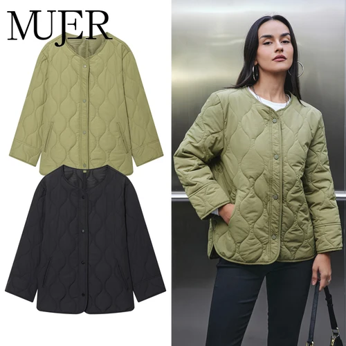 MUJER chaqueta acolchada negra para mujer, chaquetas acolchadas de entretiempo para mujer, abrigo de invierno de manga larga, prendas de vestir exteriores para mujer, chaqueta para mujer
