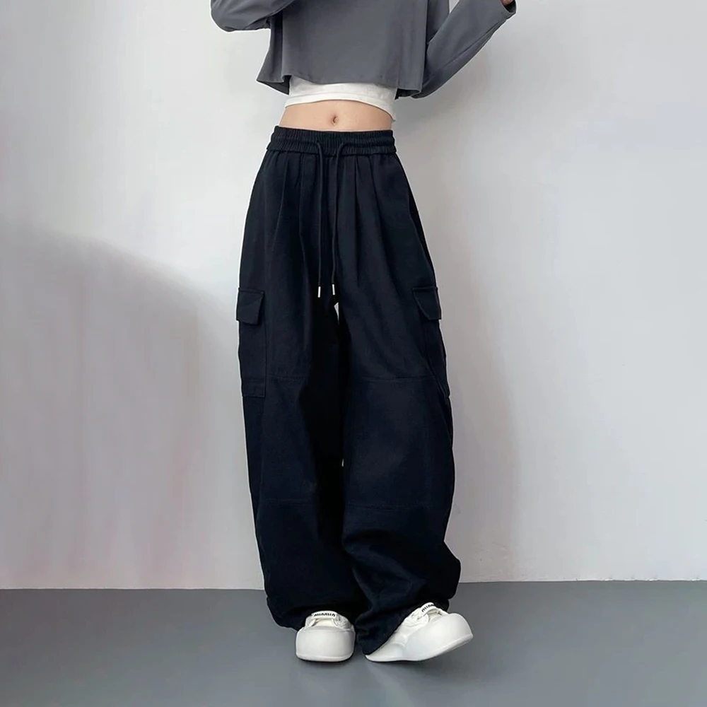 

XS-5XL Y2k Large Pocket Cargo Dark Casual Pants Genderless Street Fashion Daily Soft Outdoor Wide-Leg Trousers Unisex 2026 New