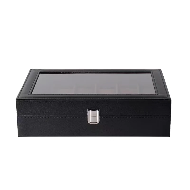 6/10/12 Slots Watch Box Watch Holder Storage Case Organizer Black PU Leather Watch Display Box regalos para hombre 30x20x8cm