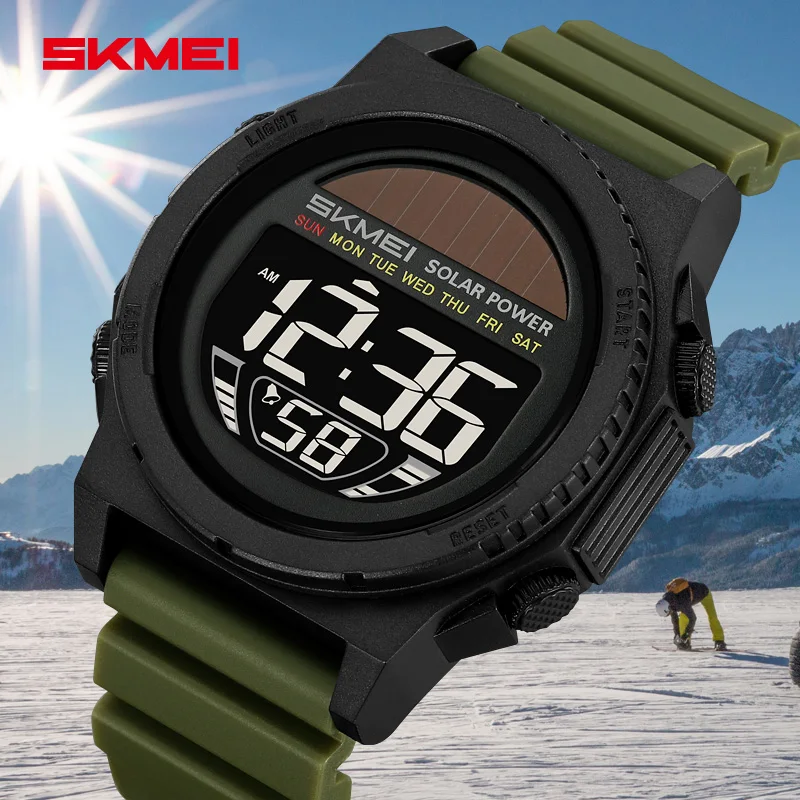 SKMEI 2358 Casual 5Bar Waterproof Chrono Solar Energy Wristwatch Clock Reloj Hombre Digital Sports Electronic Watches For Men