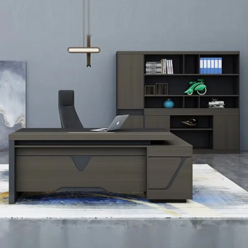 Contemporary L Shaped Wooden Executive Desk Modular Boss Office Workstation Panel Computer Table For Commercial Office Home Stud