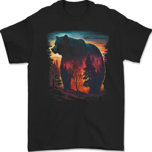 Mythical Grizzly Bear in the Forest Mens T-Shirt 100% Cotton