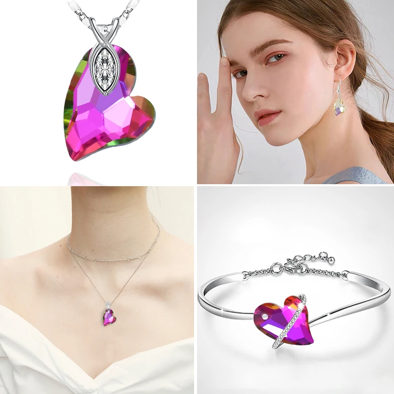 12PCS 17x14mm Heart Shaped Stone Pendants Beads DIY Jewelry Making Supplies Charms Glass Crystal Beads for Necklace 8 Colors