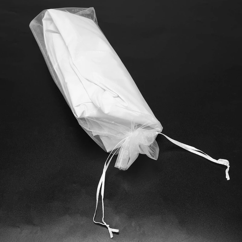 Sacs à vin en organza transparent, réutilisables, simples, robes rondes de bouteille, emballage festif, sachets à cordon de proximité, blanc, 14x37cm, 60 pièces