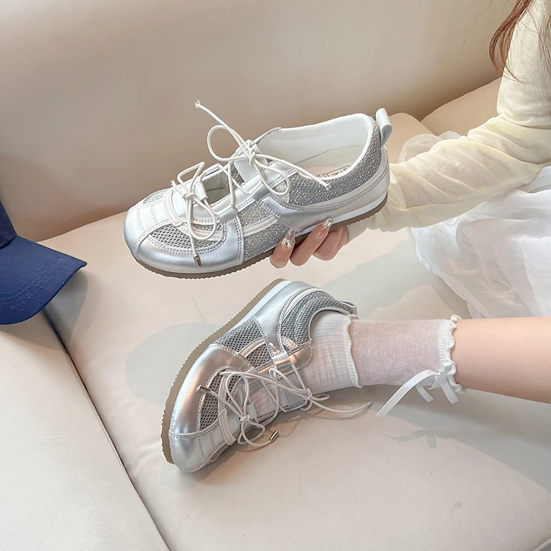 Women Closed Toe Solid Sneakers Summer Flat Breathable Casual Footwear All Match Light Daily Outdoor Walking Shoes