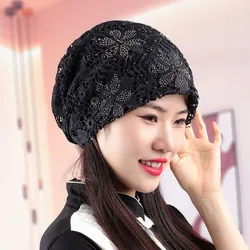 Turbante de encaje bordado transpirable para mujer, gorro islámico para la cabeza, listo para usar, Hijabs, Verano