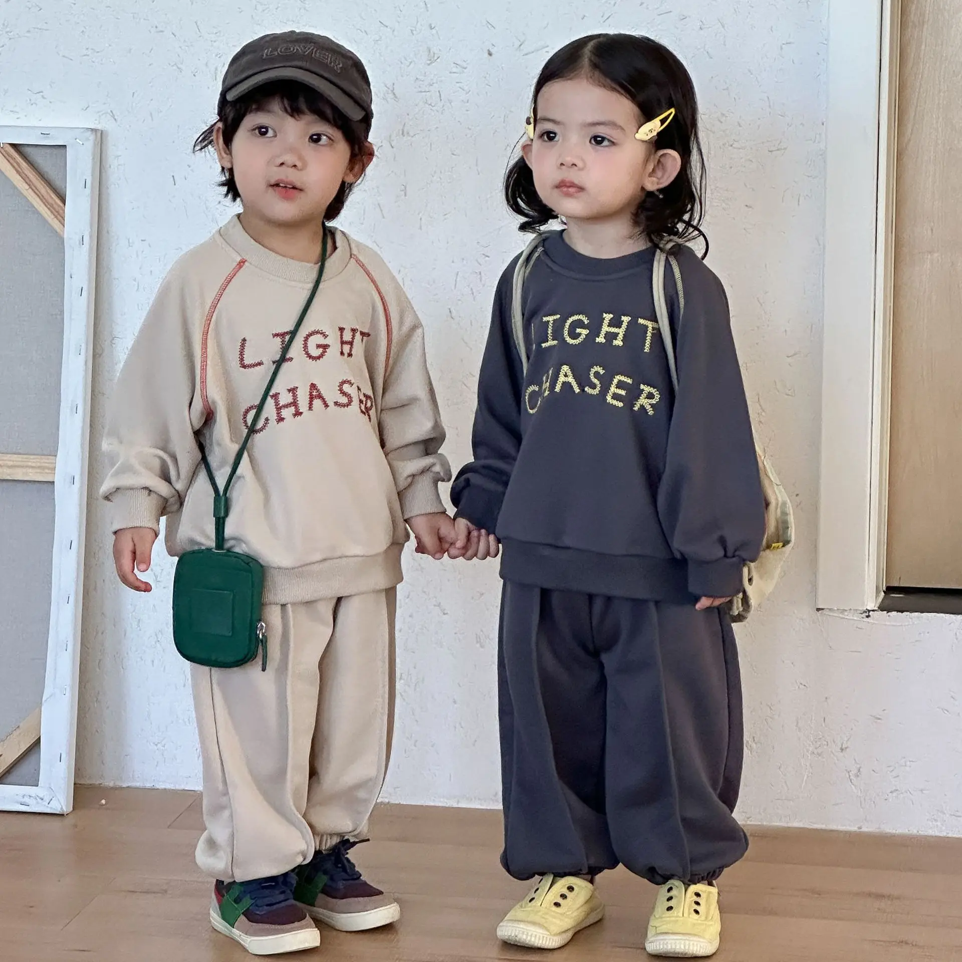 RAISE Spring Siblings Attire 1-10Y Children Tracksuits Cotton Letter Kids Boy Sweatshirt+Pant 2PCS Set Baby Girl Pullovers Suits