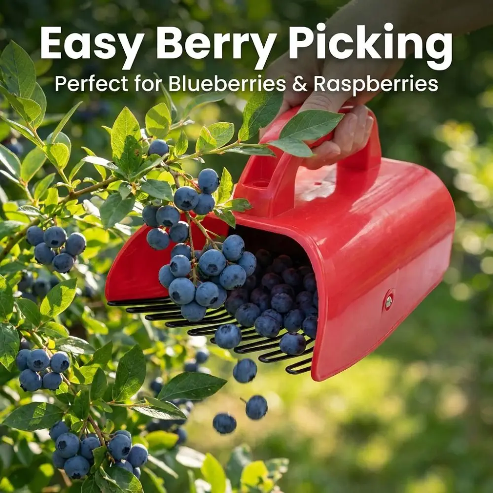 Metal Comb Blueberry Picker Hand-Held Ergonomic Handle Berry Harvester Multi-Purpose Comfortable Grip Blueberry Shovel