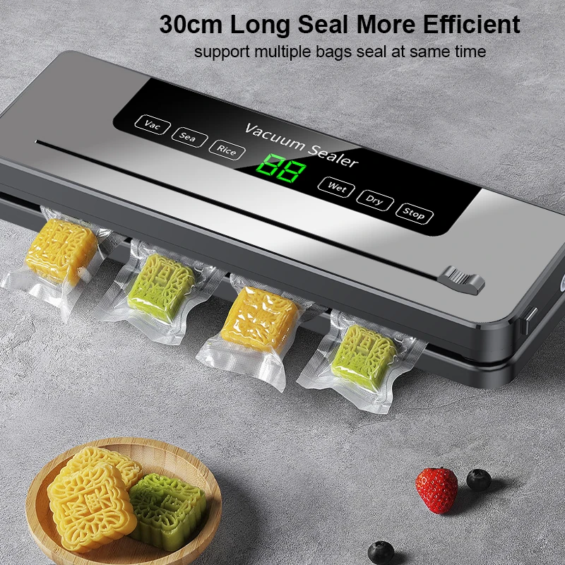 2024 NEW Electric Vacuum Sealer with Slidding Cutter 110V/220V Food Bag Sealing Machine Kitchen Packaging Heat Sealer +10 bags