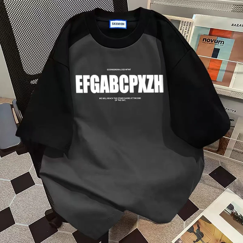 Harajuku Y2K Patchwork Tee Donna Lettera Stampa grafica T-shirt americana O Collo Manica corta Hiphop Pigro Casual Top Streetwear