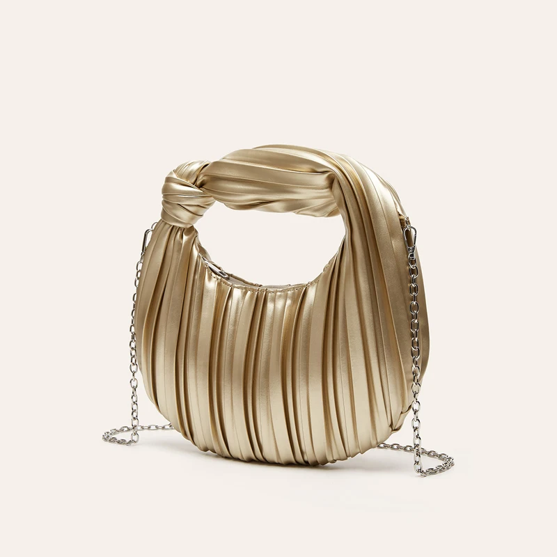 

Повседневная завязанная женская сумка в форме клецок под мышками, роскошная плиссированная женская сумка из мягкой кожи в полоску, мягкий кошелек через плечо