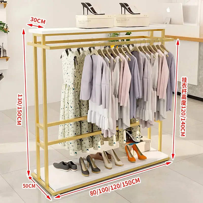 Custom. [Multiple Options] Floor Vertical Display Rack Clothes Hanger Bedroom Simple Men and Women Clothes Hanger Double Row