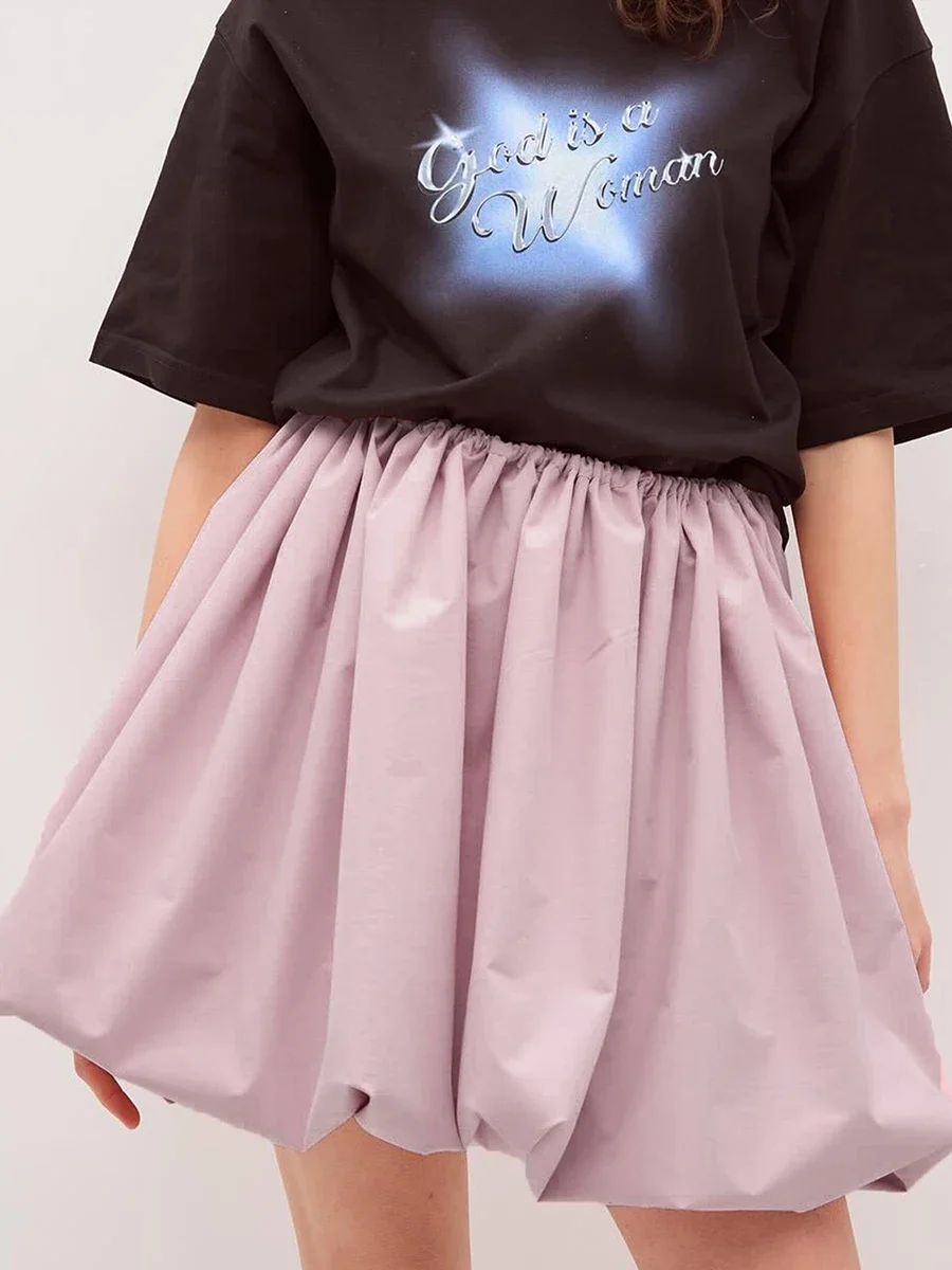 

Women's Puff Mini Skirts Y2K Lantern Skirt Casual Loose Fitting Elastic Waist Solid Color Short Puffball Skirt Balloon Skirt