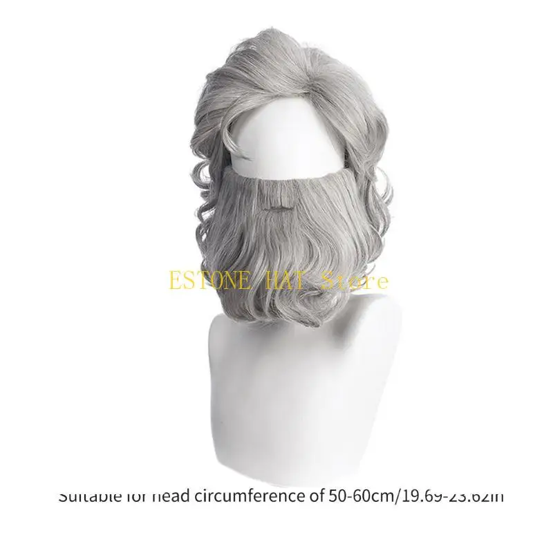 49MF Santa and Beard Set Santa Mustache Gray Christmas Fancy Dress Costume Gray Santa Clauses Hair with Beard Gifts