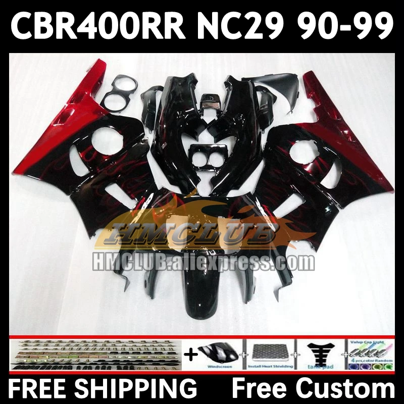 Bodywork For HONDA CBR400 red flames CBR 400 RR 400RR 90 91 92 93 94 104No.3 CBR400RR NC29 1995 1996 1997 1998 1999 Fairings