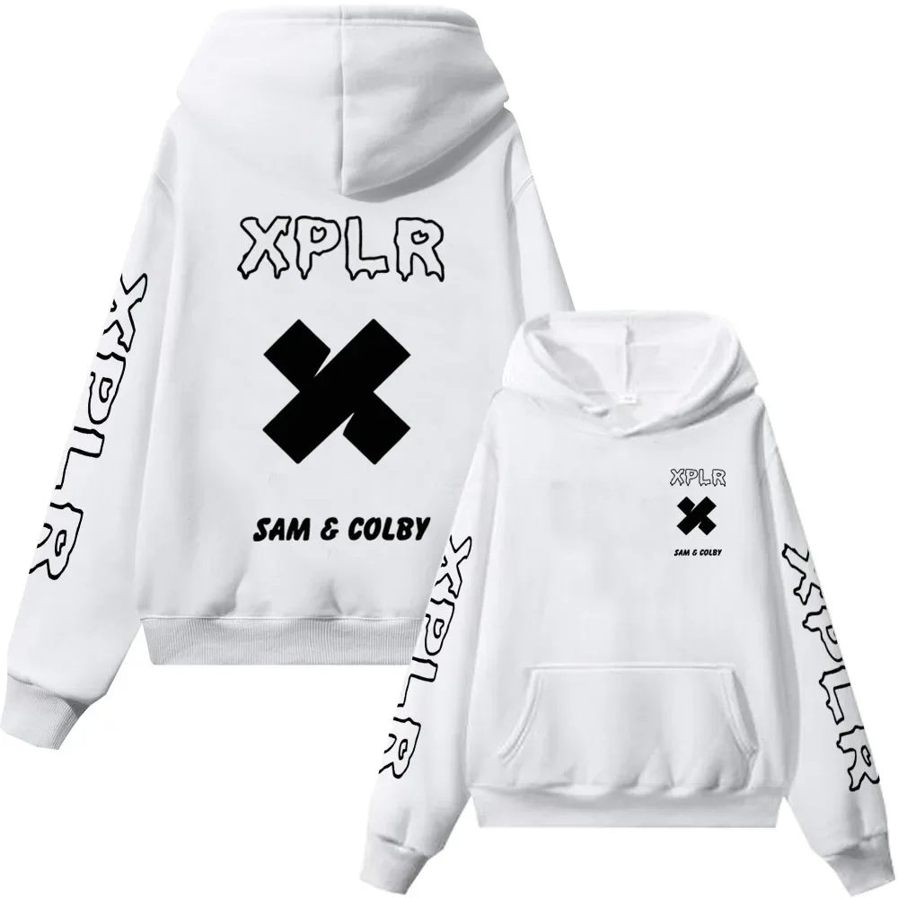 Новинка 2024 года, толстовка Xplr Sam and Colby Chainlink Merch, спортивная одежда с принтом в форме сердца, мужской и женский пуловер с длинными рукавами