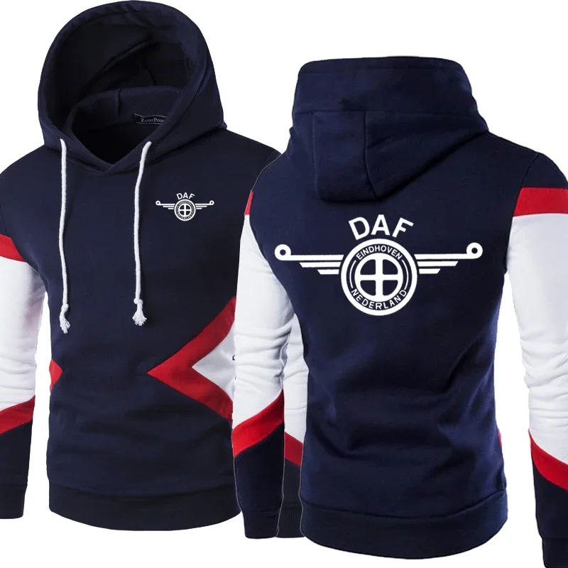 

New Fashion Spring Autumn DAF Logo Hoodies Patchwork Men Pullover Sweatshirts Casual Long Sleeve Cotton Hoody