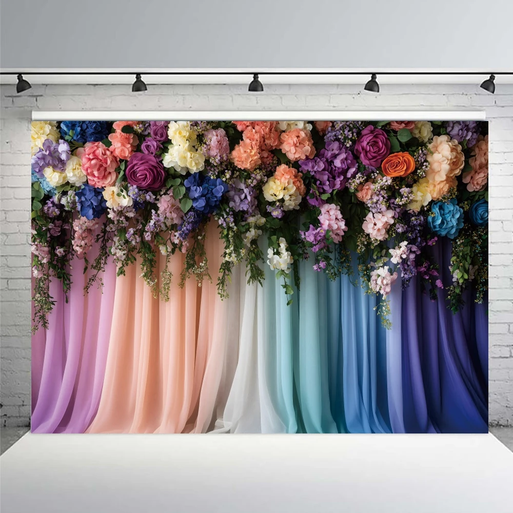 Colorful Bow Curtains Photography Background Bridal Shower Wedding Party Indoor Decoration Girl Pregnant Portrait Photo Backdrop