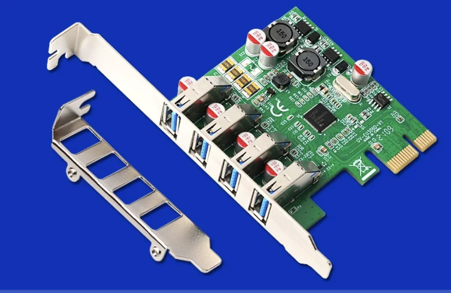 E3-PCE201-4LP PCI-E to USB 3.0 Expansion Card with 4 Ports for 2U Mini Chassis Half-Height Adapter