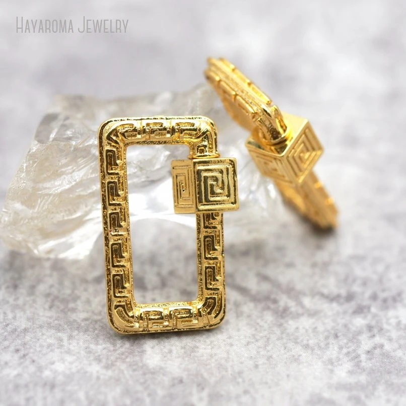 

5Pcs Copper Screw Wholesale Long Geometric Rectangle Gold Color Metal & Hooks Accessory Clasps