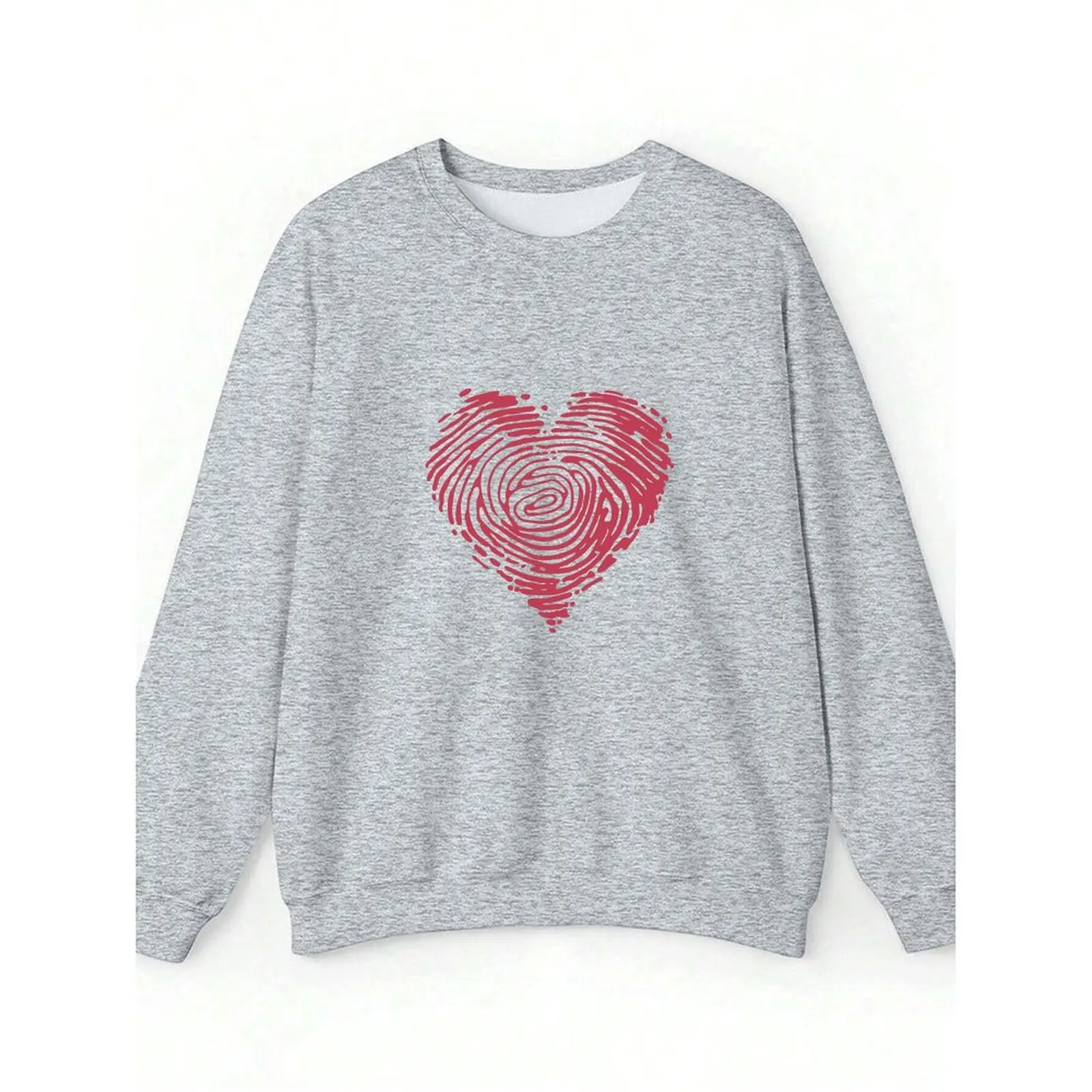 

Women Round Neck Long-sleeve Velvet Winter Casual Interesting Heart-shaped Fingerprint Printing Sweatshirt Fashion Autumn Woman