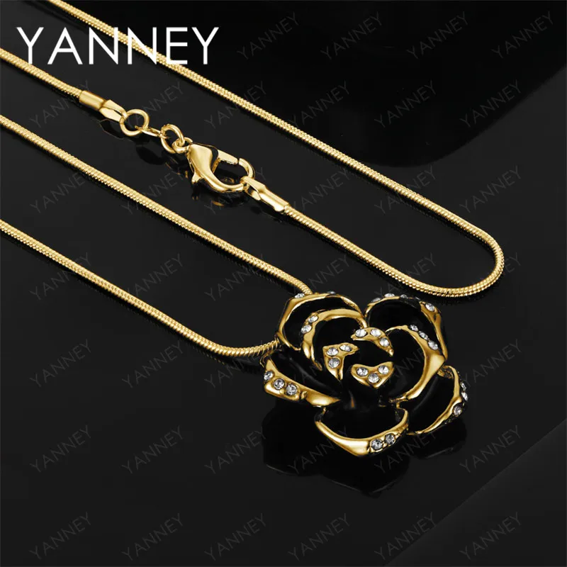 

925 Sterling Silver 18K Gold 16-30 inch Exquisite Rose Necklace Women's Wedding Gift Jewelry Party Accessories