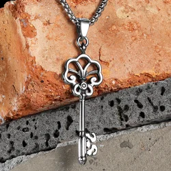 Simple Retro Key Men Necklaces With Pendant Stainless Steel Jewelry For Male Women Punk Hip Hop Accessories Gifts Wholesale
