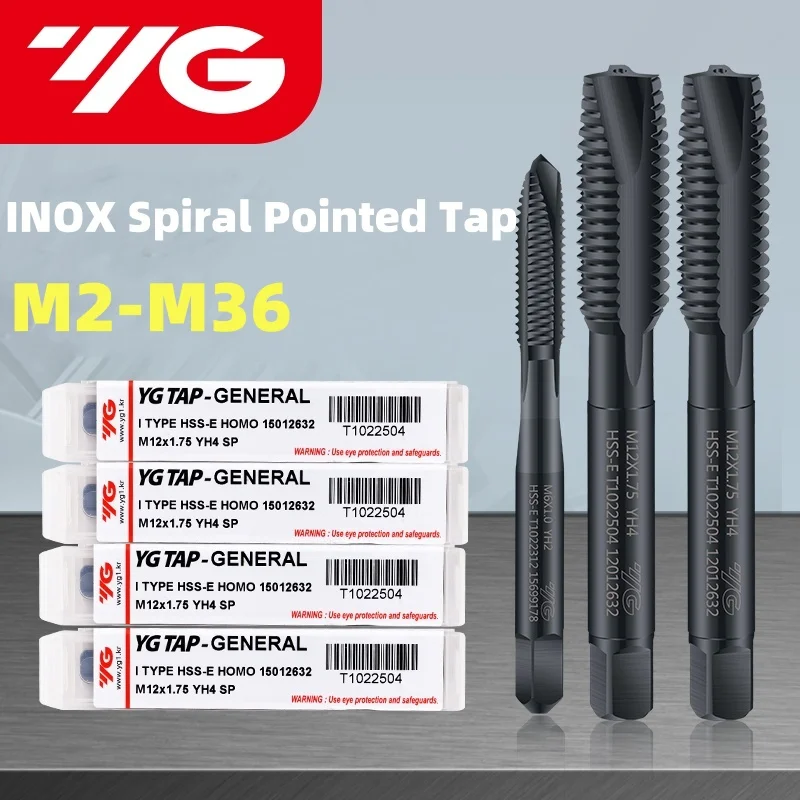 South Korea YG HSSE INOX Metric Spiral Pointed Tap  M2M3M4M5M6M8M10M12-M36 Machine Screw Thread Taps For Blind Hole TapFor steel