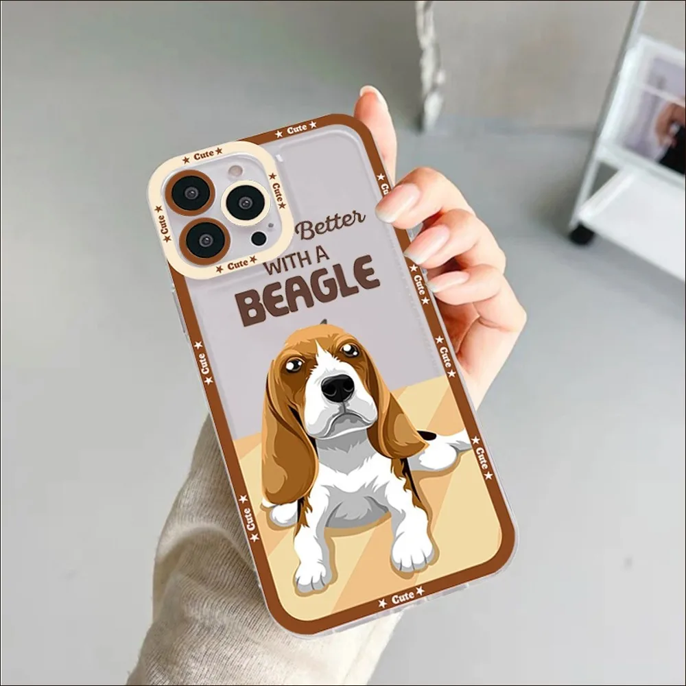 Beagle Dog Phone Case For iPhone 14 13 12 11 Pro Max Mini X Xs XR 6 7 8 Plus SE 2020 Transparent Case