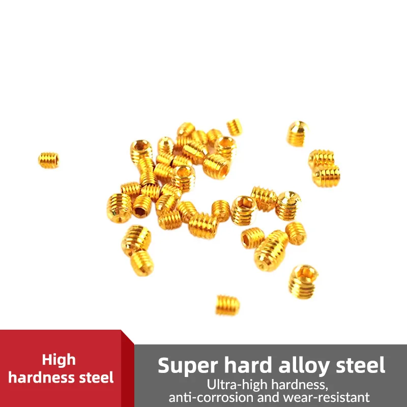 Grade 12.9 Titanium Plated Gold Set Screws M3 M4 M5 Hex Socket Headless Grub Screws Concave End High Strength Fasteners