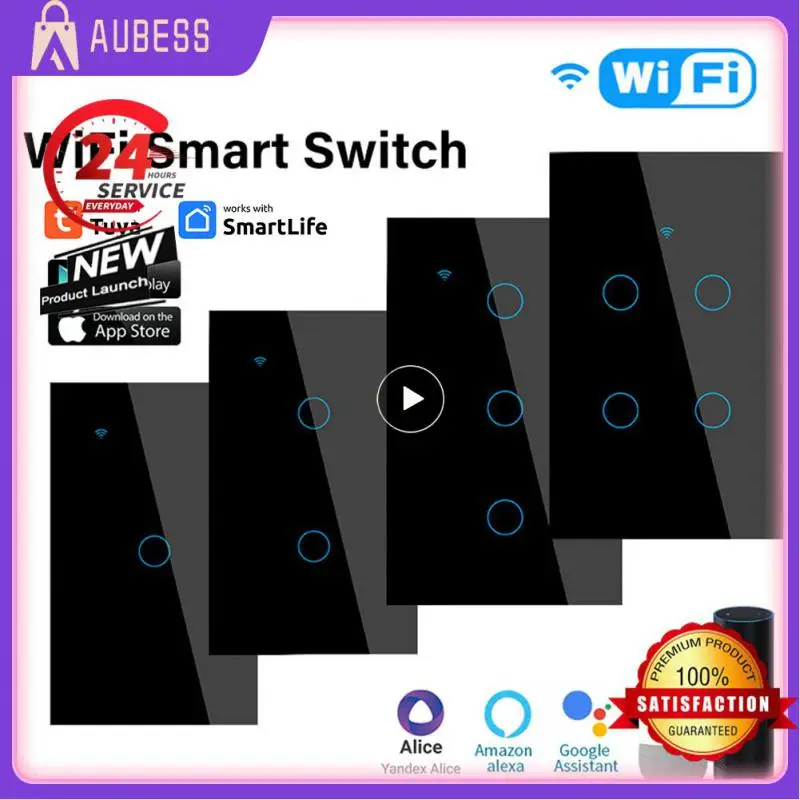 1PCS WiFi Smart Switch US 1/2/3/4 Gang Light Switch Need Neutral Wire Tuya Smart Life APP Control Support Alexa Home