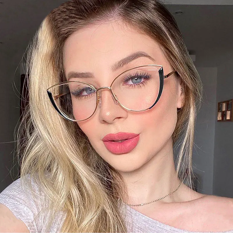 

Trendy Women Eyeglasses Frames with Blue Light Blocking Fashionable Anti-UV Glasses for Nearsightedness New Style 95721