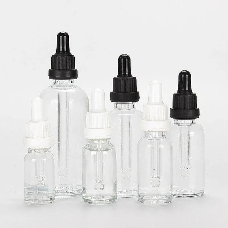 

5/10/15/20/30/50/100ml Portable Empty Cosmetic Reusable Clear Essential Oil Bottle with Rubber Head Dropper Cap Containers