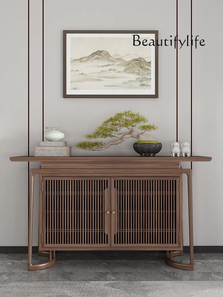 

New Chinese Style North American Black Walnut Hallway Cabinet Solid Wood Living Room Partition Cabinet