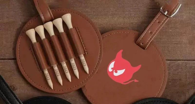 WAAC Little Devil Round Style Tempat Penyimpanan Peg Golf Kayu Model Pinggang untuk Golf, Warna Hitam dan Cokelat, Dua Warna