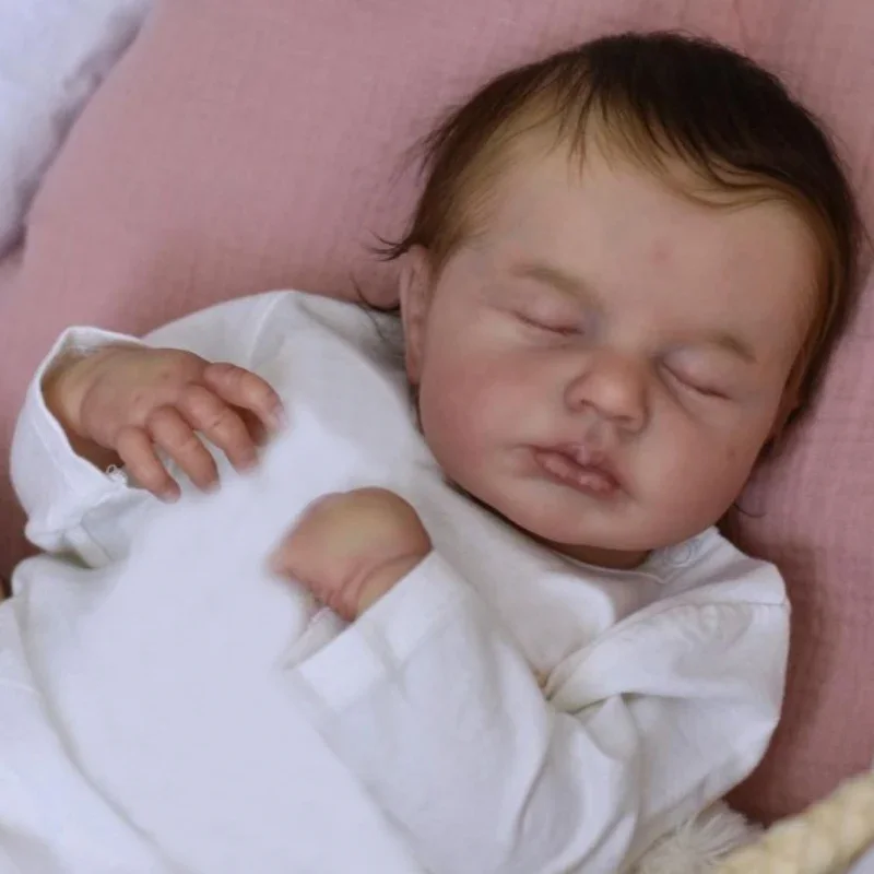 48Cm Loulou Pasgeboren Slapende Baby Poppen Zacht Knuffelig Lichaam Levensechte 3d Huid Met Zichtbare Aderen Hoge Kwaliteit Handgemaakte Pop Muñecas