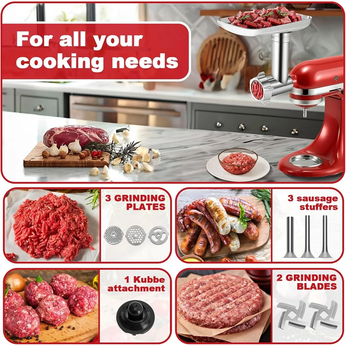 

Насадка для мясорубки ABYA для миксера-подставки, аксессуар для мясорубки из нержавеющей стали, нож, сетка, комбинация лезвий